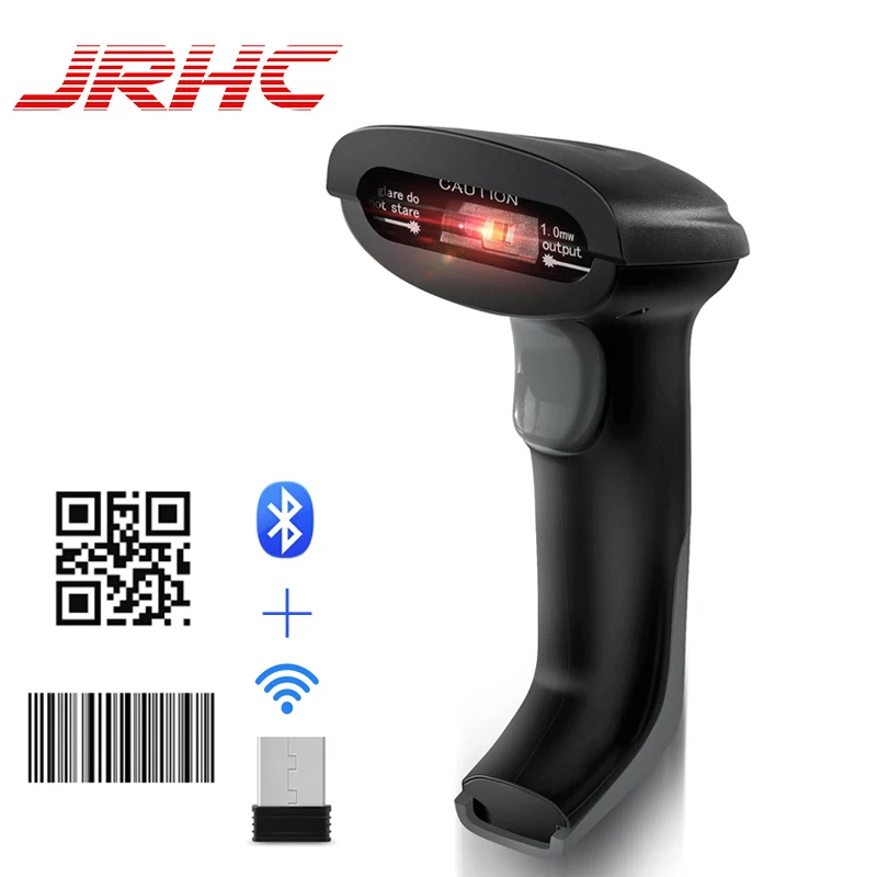 JRHC Barcode Scanner 2.4GWireless 1D Laser Automatic Barcode Reader Handhold Bar Code Scanner with USB Receiver for Store Market