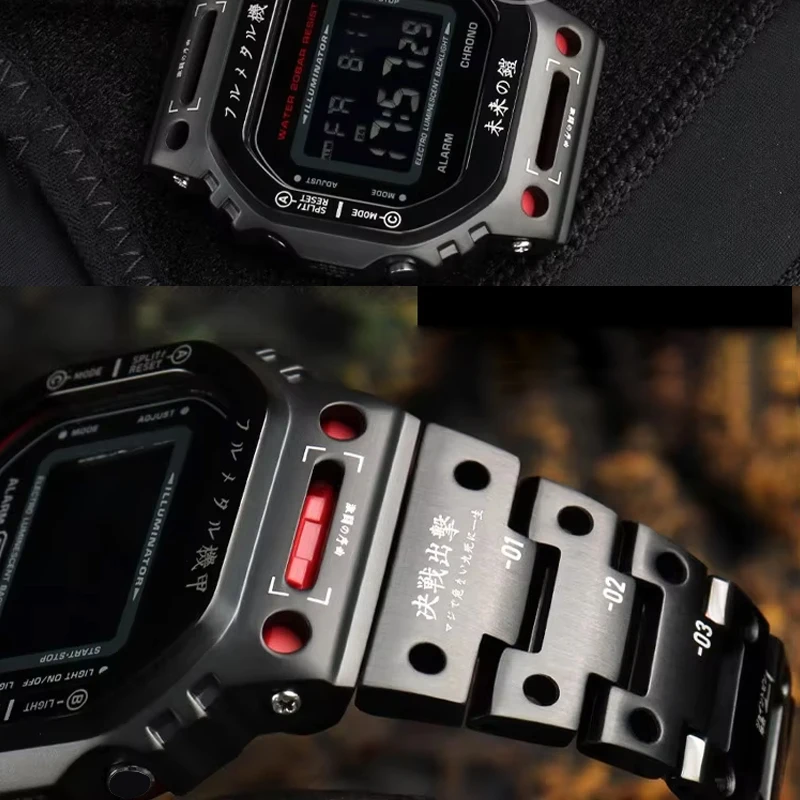 DW5600 GMW-B5000 Mech Style Mod Kit Stainless Steel Metal Bezel for Casio G-SHOCK GWB5600 DW5600HR Solid Stainless Steel Case