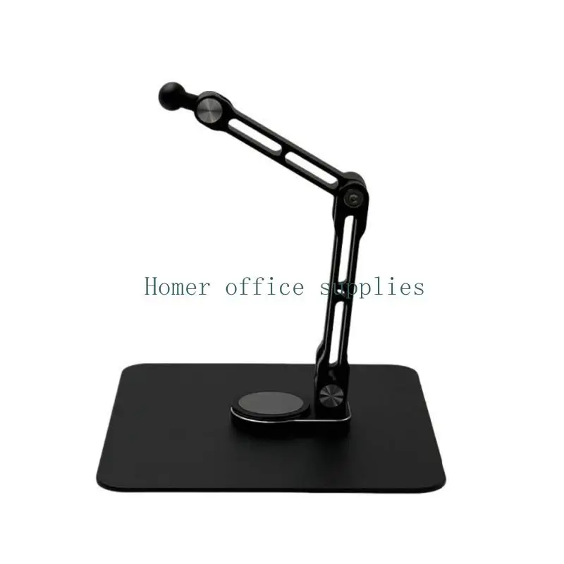 K43B Aluminum Monitor Stand with Freestanding Rounded-Corner Base and Articulated Arm for Flexible Desktop Screen Placement