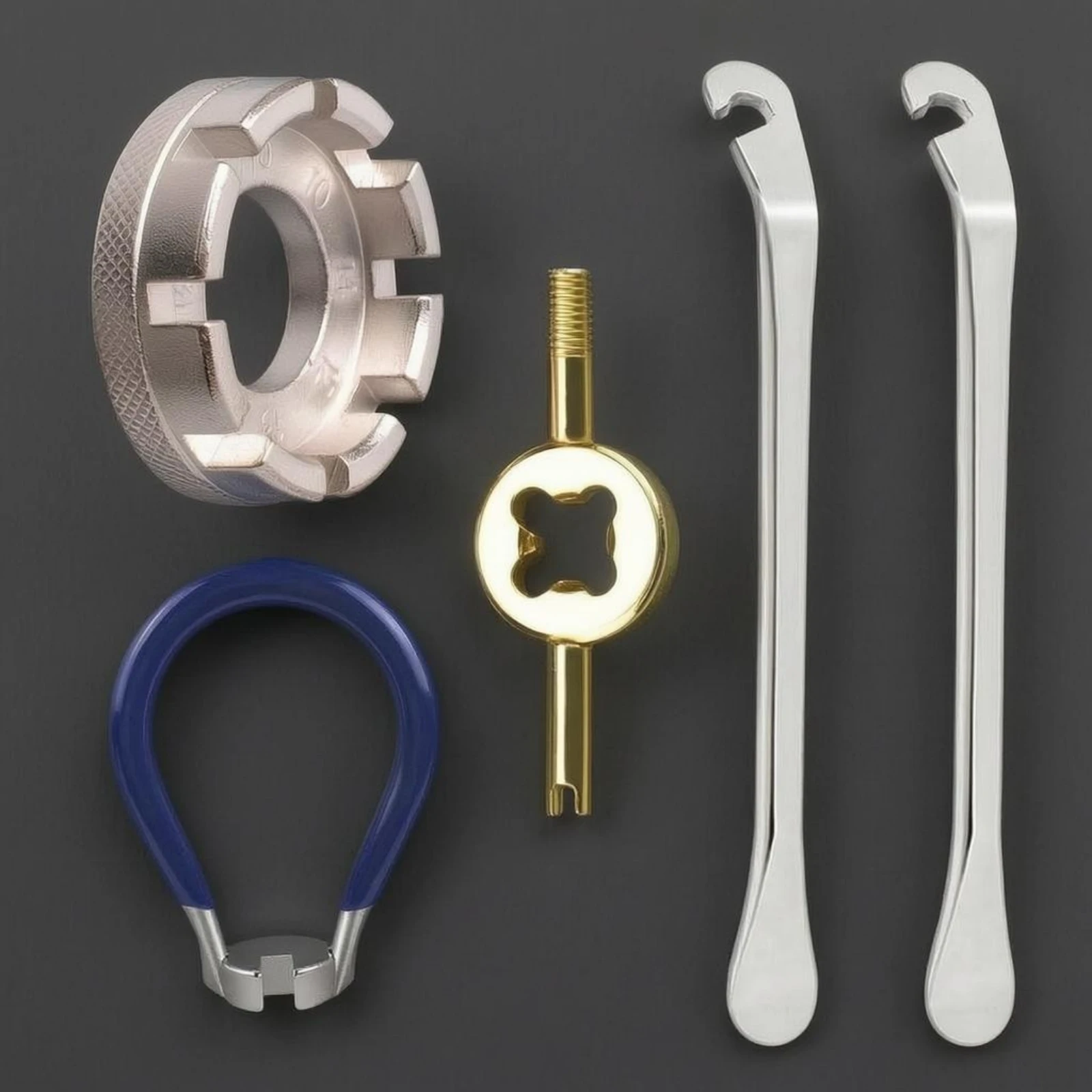 

Cycle Spoke Wrench Set Hook Ends Multi-Notch Spoke Wrench Valve Valve Stem Tool Compact Bike Rim Truing Tool Set