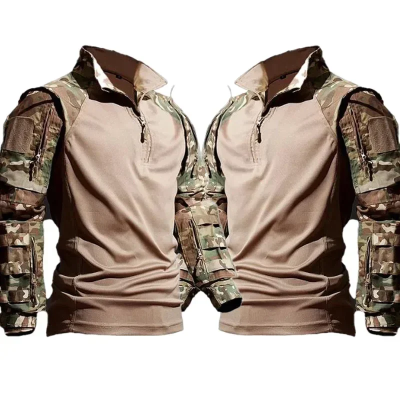Outdoor Combat Tactical Suits Wear Resistant T-Shirt + Cargo Pants Men Clothes Shirts Airsoft Paintball Hunting Clothes - view 4