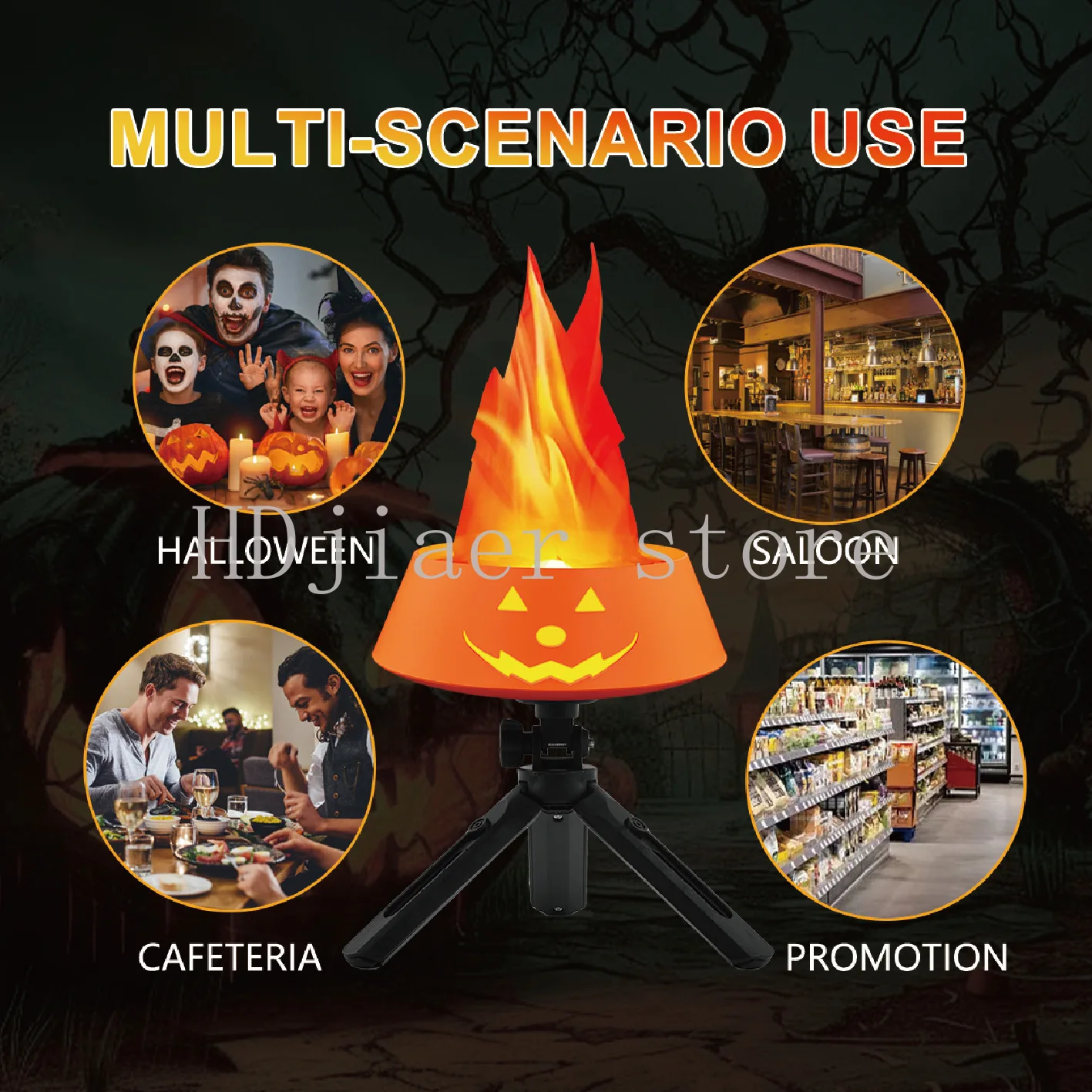 Halloween Pumpkin Flame Light- Decorative Ornament Lamp for Bar Stage Decoration