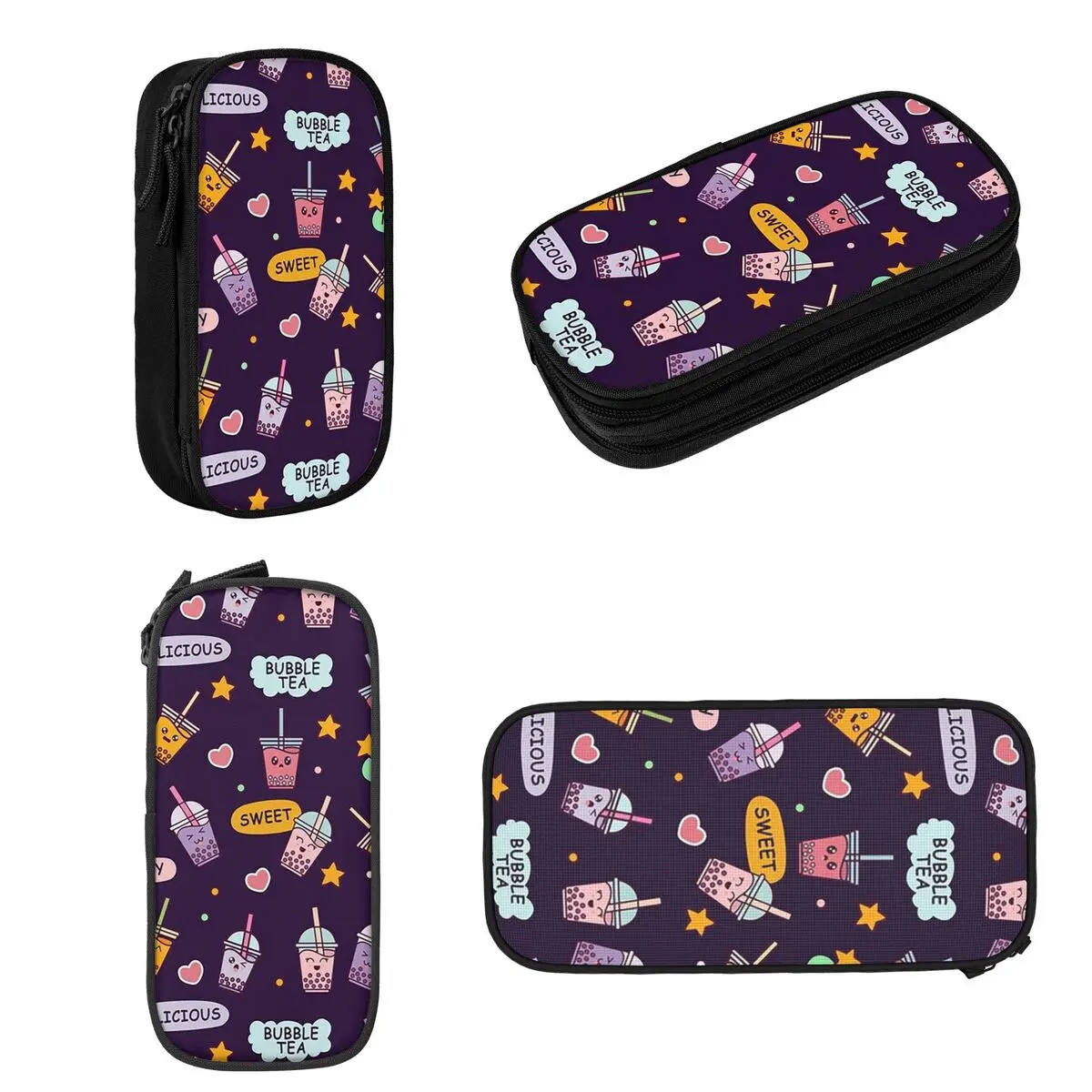 Cute Bubble Tea Pattern Pencil Cases Large Capacity Pen Bags Pen Box Pencil Pouch For Boys Girls Students Stationery School