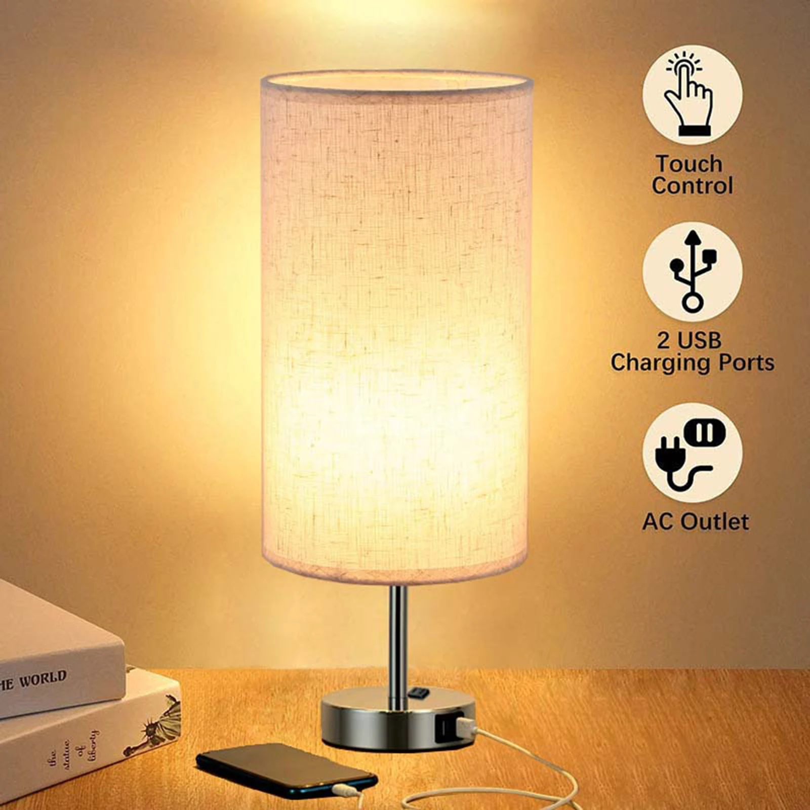 

Table Lamp Bedside Lamps For Bedroom Touch Nightlight RGB Dimmable USB Rechargeable Friend Children Gifts