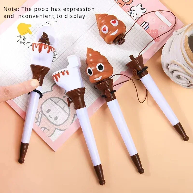 1pc Creative Cute Toilet Poo Shit Bounce Pen Fun Ballpoint Pen Cartoon Stress Relief Ballpoint Pen School Supplies Kids Gift Toy