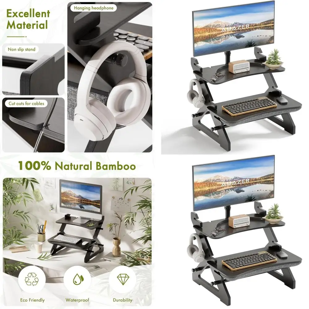 

Настольная подставка-трансформер 22 Bamboo Small Sit-Stand с подставкой для ноутбука, черная