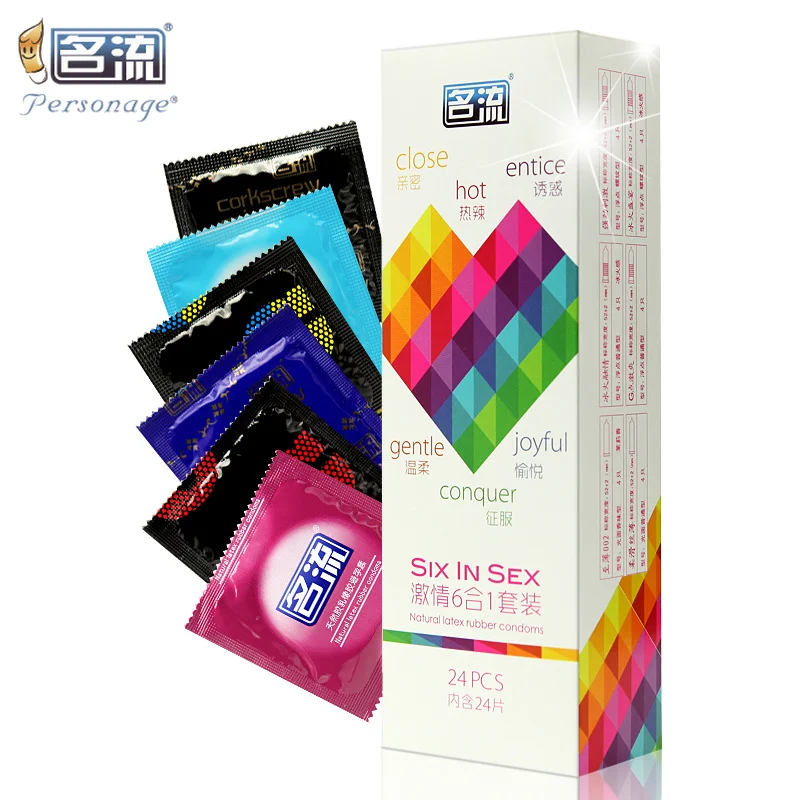 PERSONAGE 24 PCS 6 Style Amazing Condoms Value High Quality Condoms For Horny Men Women Adult Sex Toy