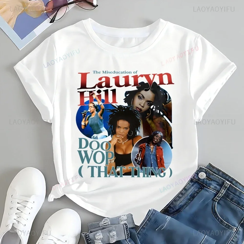 Loose Lauryn Hill Singer Print T-shirt Top Lauryn Hill Trend Harajuku Short Sleeved Unisex Shirt Graphic Oversized T-shirt
