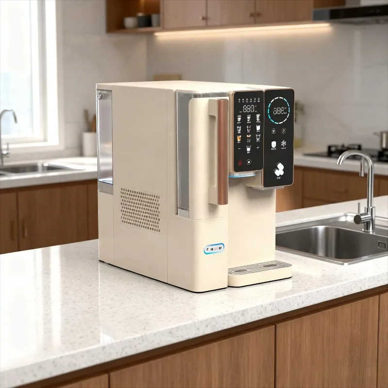 Detachable Water Tank Cubic Ice Maker Machine with Hot&Cold Water Dispenser, RO+PCB Water Purifier, UV Sterilization for Home