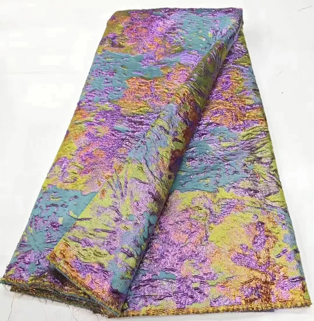 African Lace Fabric High Quality 5 Yards Gilding Nigerian Brocade Jacquard Lace Fabric 2025 Women Party Wedding Dress