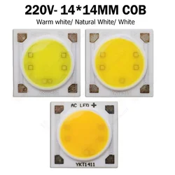 5pcs  AC220V led COB LED Chips  LED Beads 14*14mm Surface spotlight Source 3W 5W 7W 9W USB-HID For bulb Downlight tracking lamp