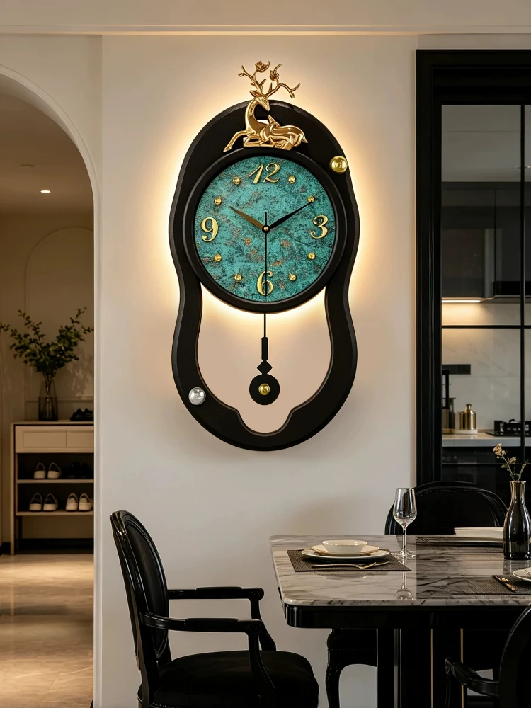 Retro French LED Wall Clock Watch Living Room Mute Pendulum Clock Elegant Taste Family Gift Art Decor Quartz Clock Home Decor