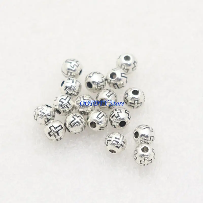 367A 100pcs Crucifix Round Beads for Prayer Necklace, Bracelet Making Crafts