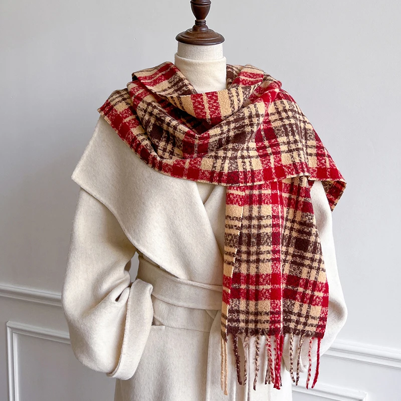 

Winter Cashmere British Classic Plaid Scarf Men Women Warm Thicken Shawl Neckerchief Scarves Bufanda Tassel Poncho Echarpe Stole