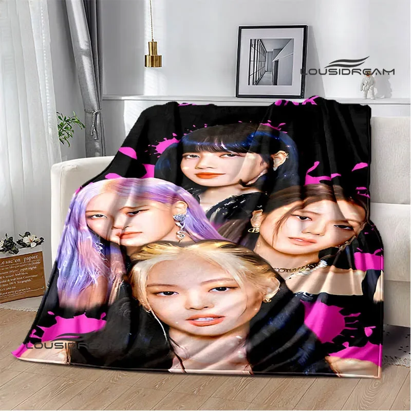 3D Korean idol group B-black-P-pink printed blanket Flange warm blankets Soft and comfortable blanket bed linings birthday gift