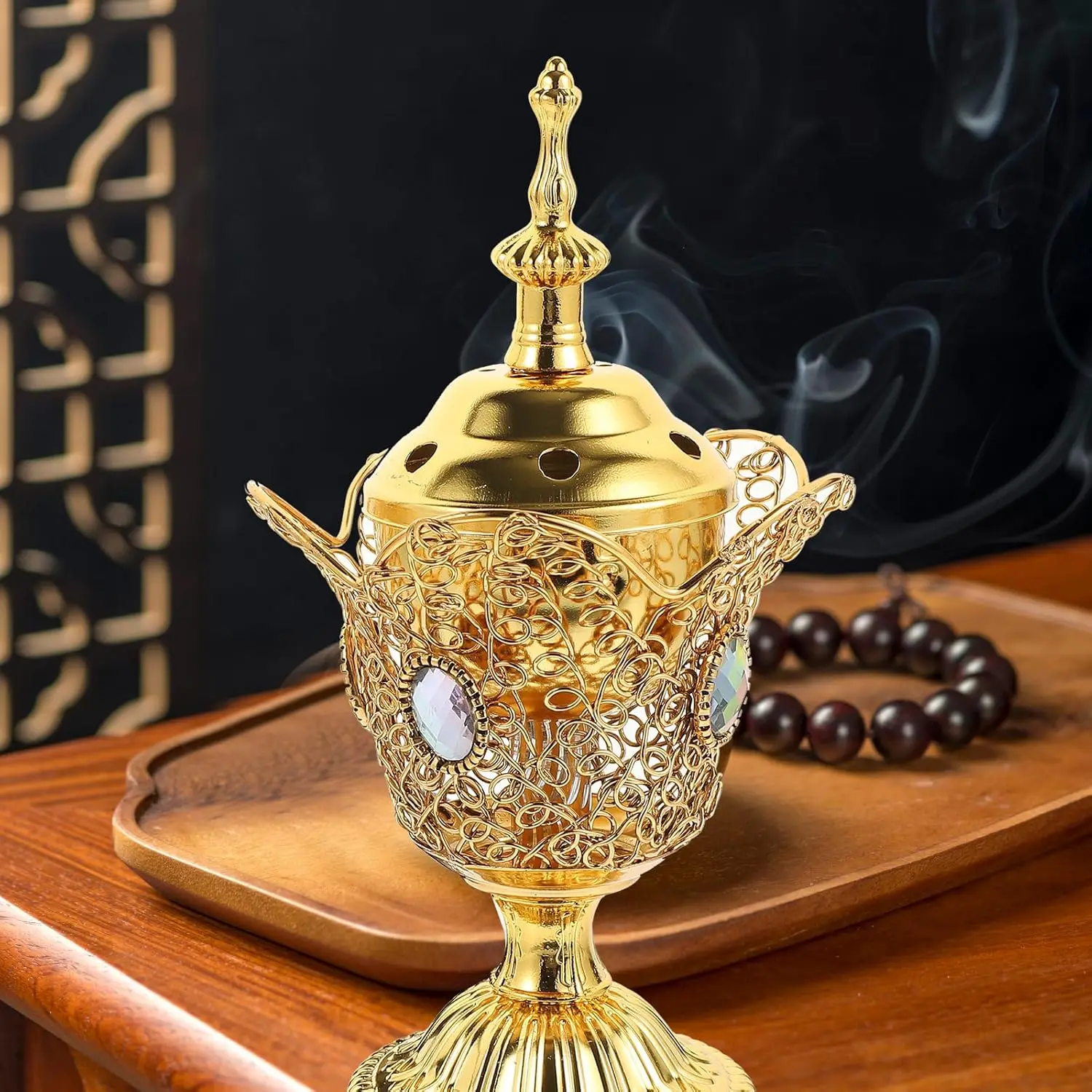 

Incense Burner Electric Insence Censer Vintage Middle East Church Electric Censer Office Home Decor Decorative Censer (EU Plug)