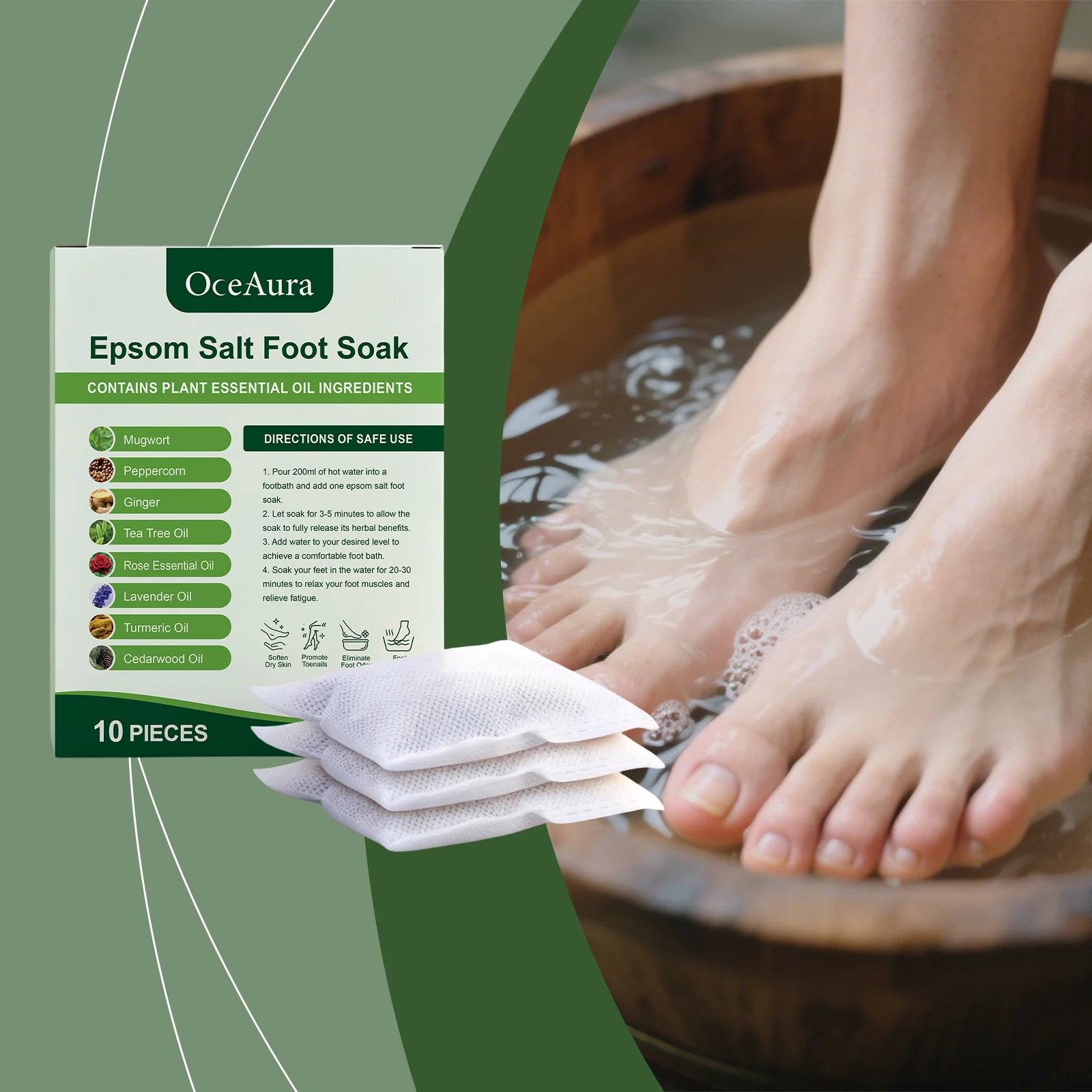

10Pcs Mugwort Foot Bath Pack Herbal Ingredients Nourish Cleanse And Provide A Comfortable Massage For Daily Foot Care