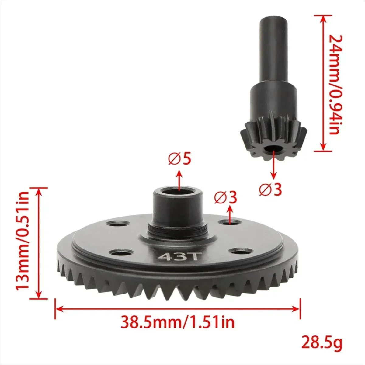 Fireteam Getriebe Kegelrad 43T und Eingangszahnrad 10T für Arrma 1/8 Kraton 6s 1/7 Notorious Outcast 10-43t