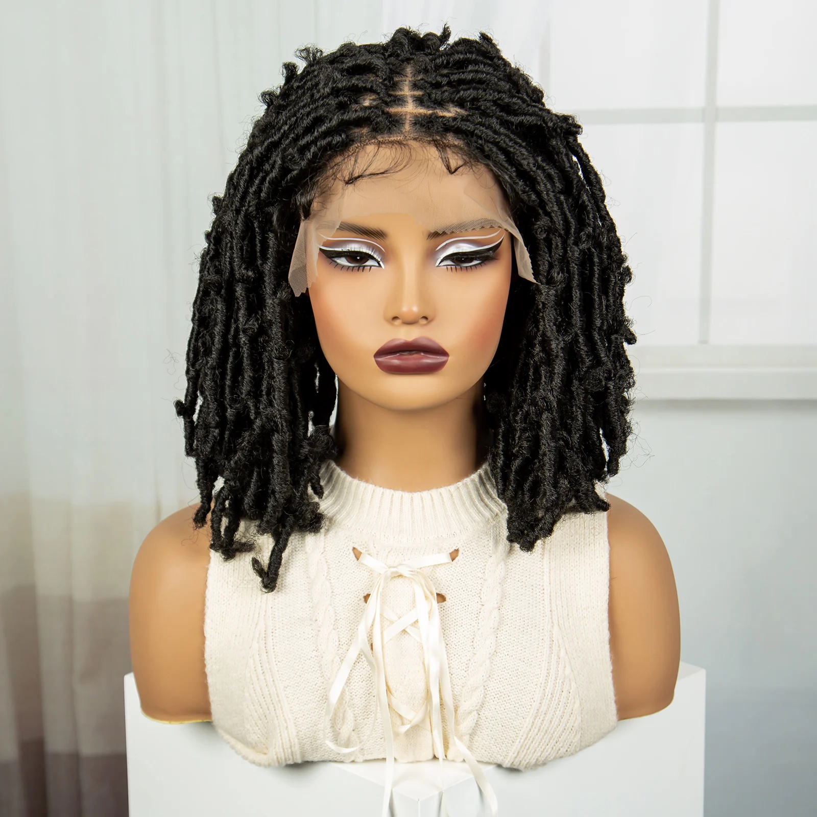 Synthetische Dreadlocks Gevlochten Bob Pruiken Lace Front Vlechten Haar Pruik Gehaakte Vlechten Pruik Vlinder Locs Gehaakte Haar Pruik voor Vrouwen