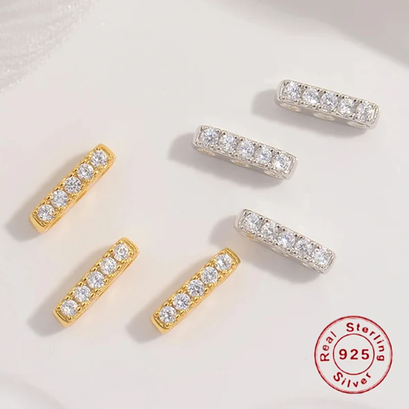 

ZHUKOU, S925 Sterling Silver 3 hole breasted bracelets necklace spacer bar for handmade jewelry materials accessories SK41