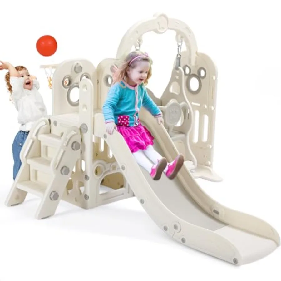 

Набор горки и качелей для малышей 7 в 1, игровой набор для альпиниста с шариковым обручем, телескопом, присоской, усиленным основанием, детский пла в помещении и на открытом воздухе