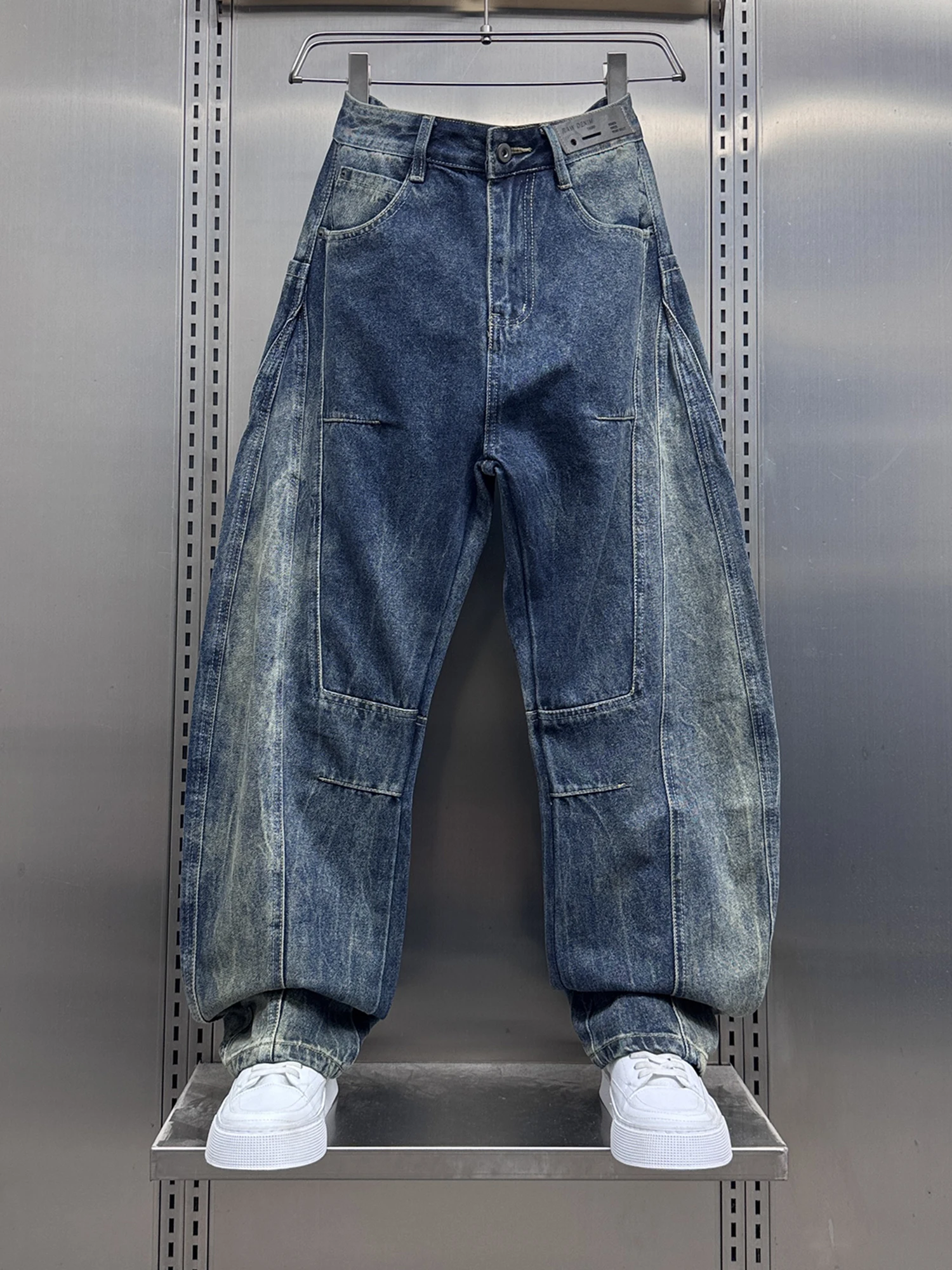 

Американские свободные прямые мужские джинсы, осенне-зимние, новые, модные, с широкими штанинами, длинные брюки, повседневные, удобные, рабочая одежда