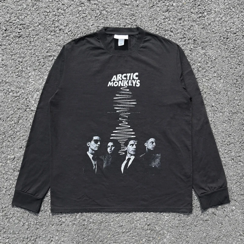 

Футболка с длинными рукавами и принтом ARCTIC MONKEYS, уличная мода в стиле ретро Y2, готика, Харадзюку, хип-хоп, повседневная мода для пар, большие размеры