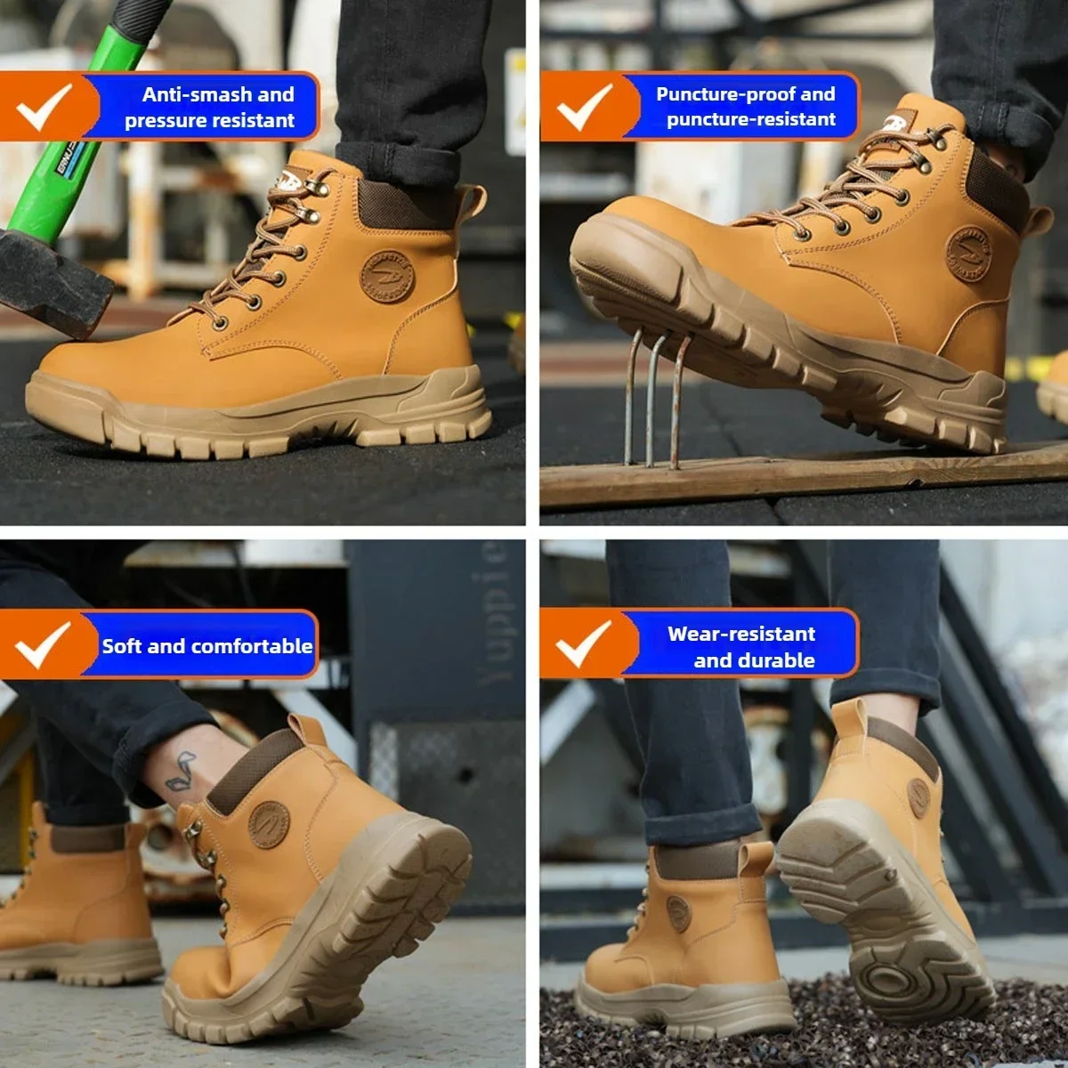 Work Protective Shoes Men's Safety Shoes Anti-smashing Stab Shoes Sports Shoes Steel Toe Shoes Men's Work Boots Safetys Shoe