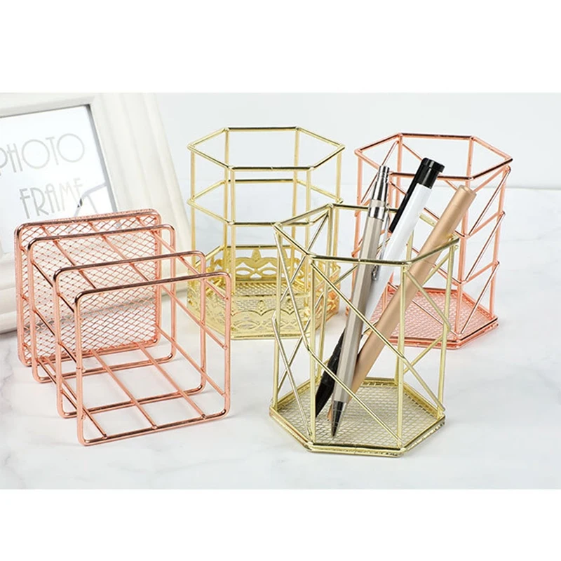 Desktop Pen Holder, Makeup Brush Holder, Metal Wire Pen Cup Holder