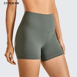 Spodenki do jogi SYROKAN Naked Feeling trening z wysokim stanem dla kobiet Athletic Running siatkówka Short Tight -4 cale