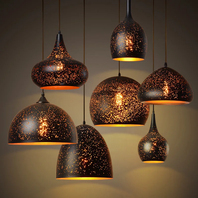 Retro Industrial Pendant Light Distressed Iron LED Hanging Lamp Suitable for Living Room Bars Restaurant Lighting Fixture