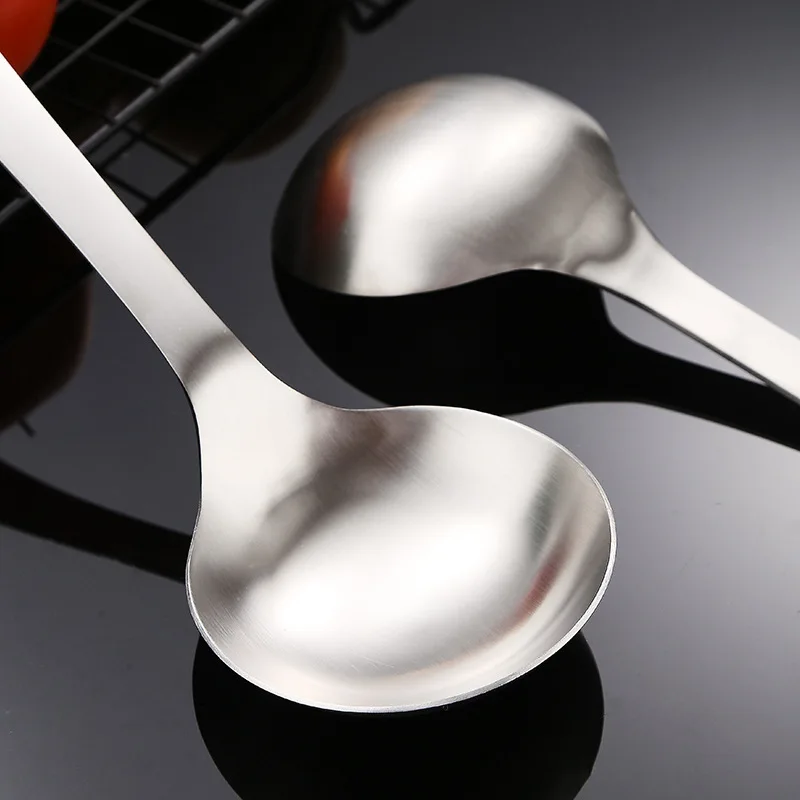 304 Stainless Steel Soup Spoons Matte Rice Noddle Scoops Large Deep Head Tableware Cooking Uesfull Things Large Small Style