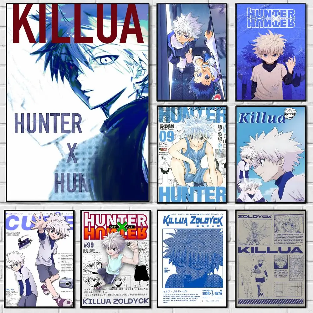 Anime Character Killua Poster Self-adhesive Art Waterproof Paper Sticker Coffee House Bar Room Wall Decor