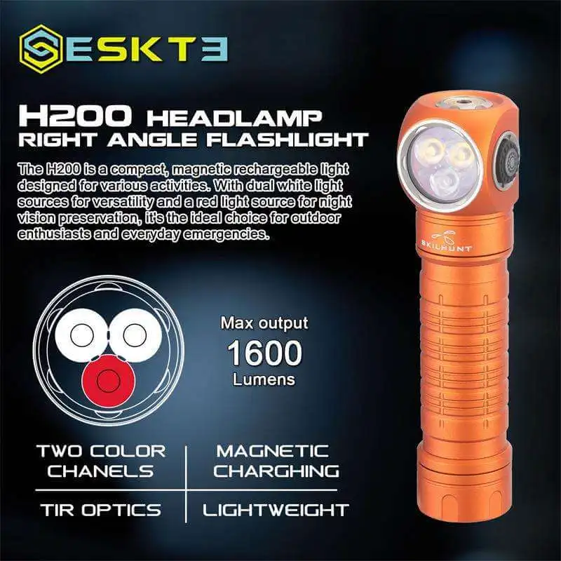 Eskte H200 18650 USB magnetic charging LED Headlamp