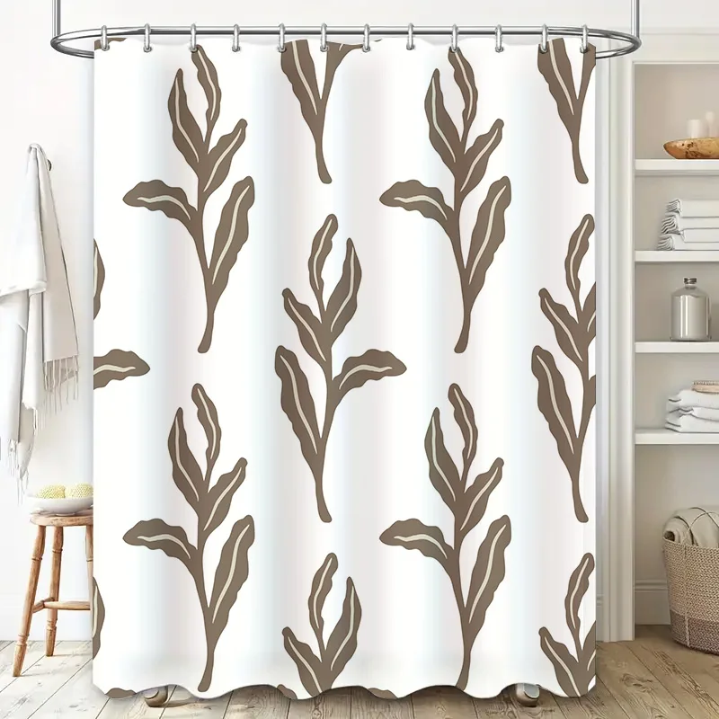 Leaf Pattern Shower Curtain Modern Design for Bathrooms Waterproof Fabric Easy Installment Decorative Home Accessories would be