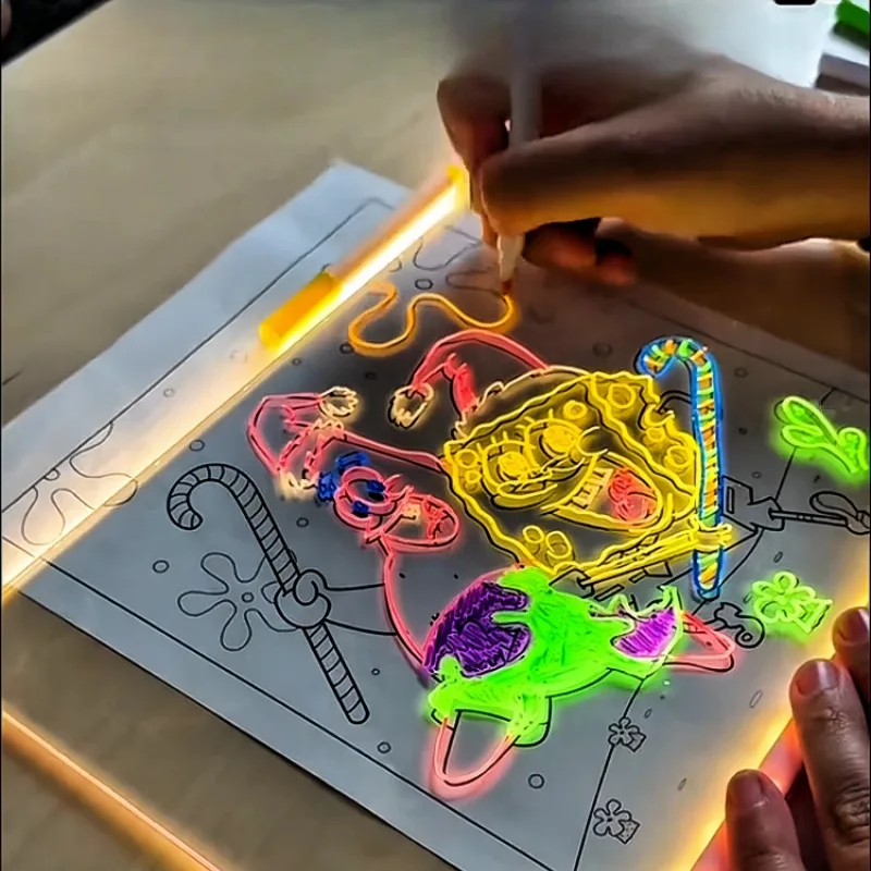 Tablica LED do pisania, zabawka do rysowania dla dzieci, świecąca tablica do pisania, tablica LED do rysowania, akrylowa tablica DIY z kolorowymi pisakami, tablica z lampką nocną