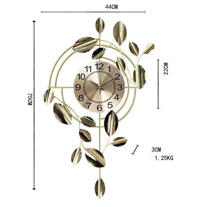 

78X45CM Large Airdrop Modern Luxury Wall Hanging Art Metal Watch Home Decoration Living Room Quartz Silent Clock