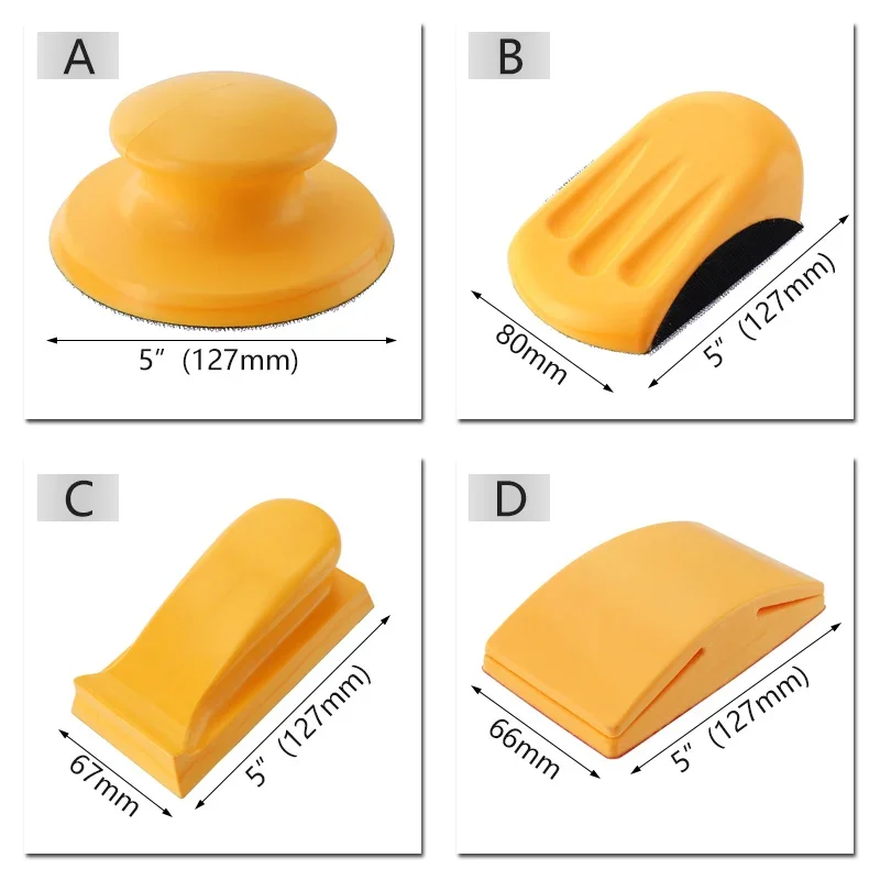 5 Inch Hand Sanding Pad PUR Sanding Block Grinding Holder Hook and Loop Polishing Tool For Sandpaper