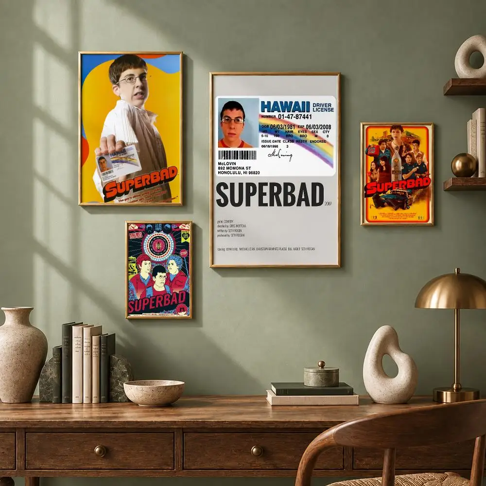 Funny Movie S-SuperbadS Poster HD Self-Adhesive No Residue After Removal Ideal for All Kinds of Wall Decor
