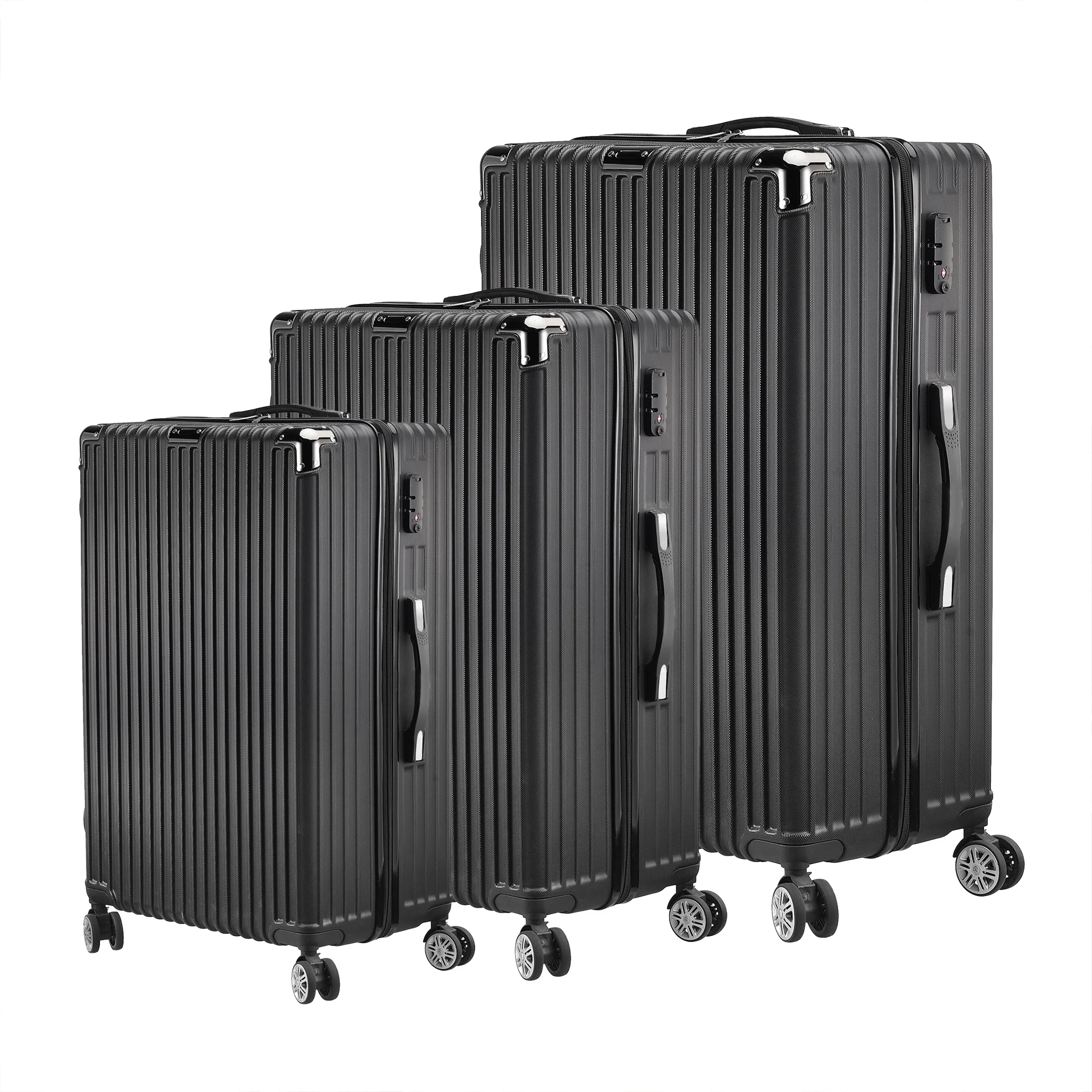 Ensemble de bagages 3 pièces, valises 20 "24" 28 ", coque rigide ABS, 4 roulettes pivotantes silenci