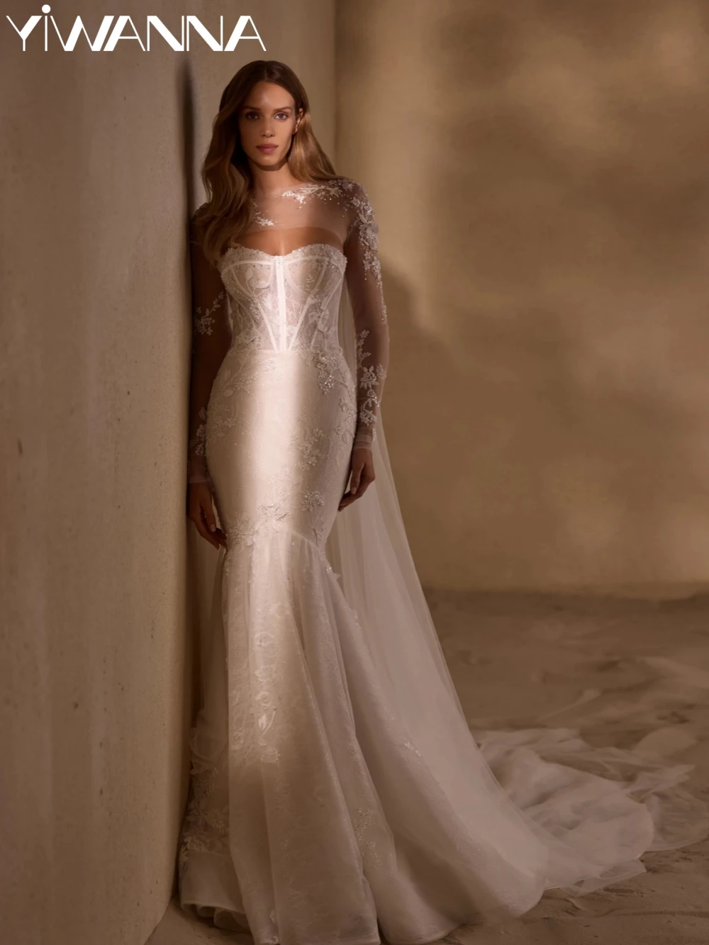 

Glitter Beaded Lace Mermaid Wedding Dress With Detachable Train Sweetheart Neck Bridal Gown 2026 Customized Dresses For Bride