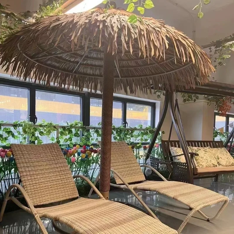Thatched umbrella Outdoor beach Mushroom Wind-resistant reed umbrella Thatched house landscape Leisure farm Straw