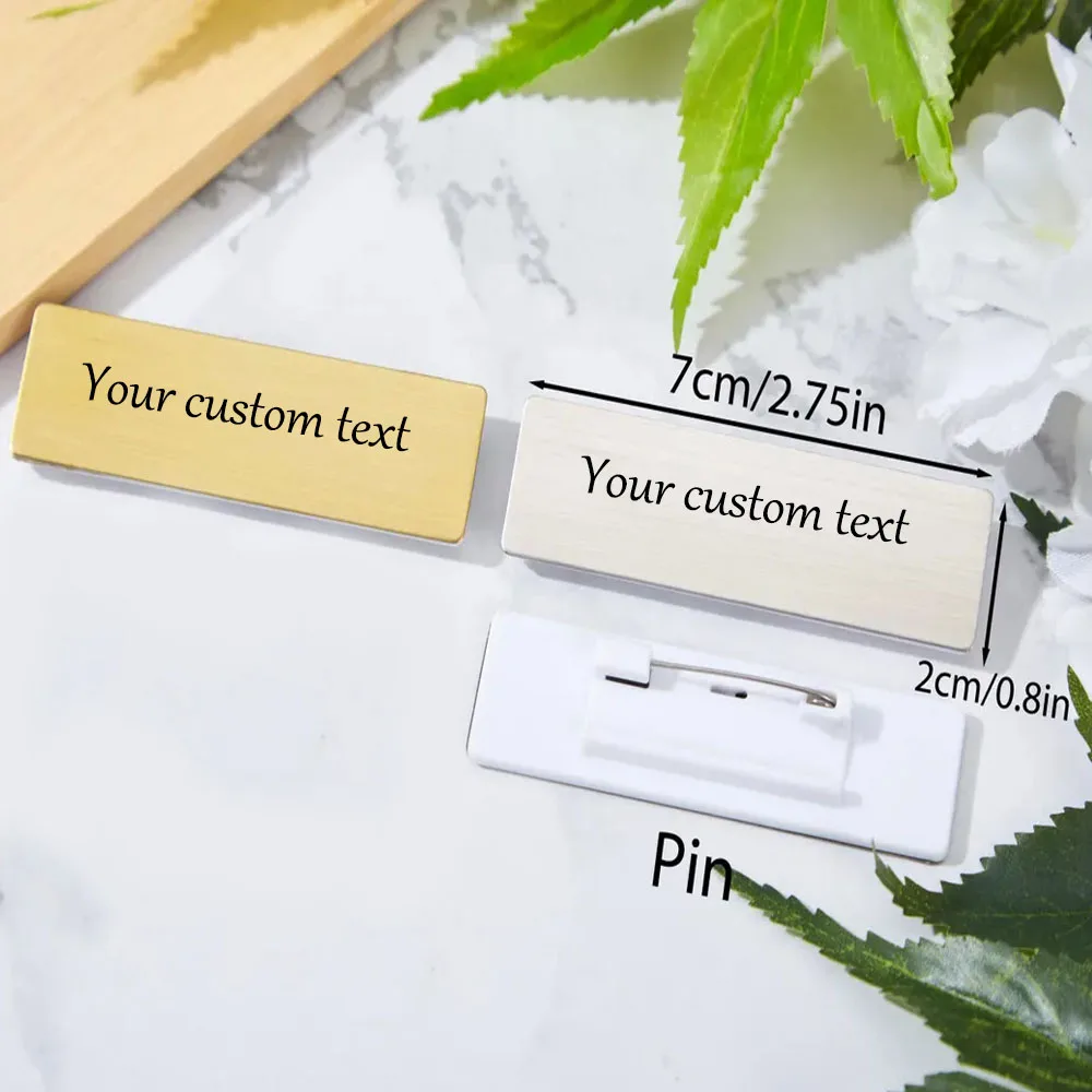 Customized Personalized Metal Identity Plates Free Engraving of Text and Logos Corporate ID Plates Creative Brooch Name Tags