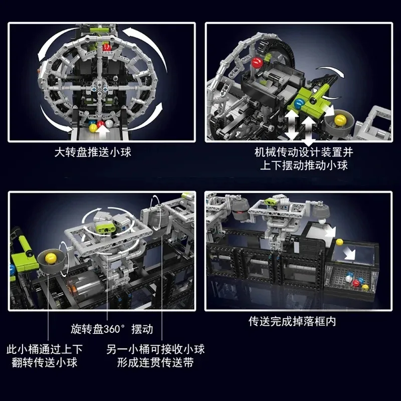 Mould King Tecnico Rolling Ball Building Block I secchi motorizzati Modello di ruota grande Assemblaggio Giocattoli da corsa in marmo per regali per bambini