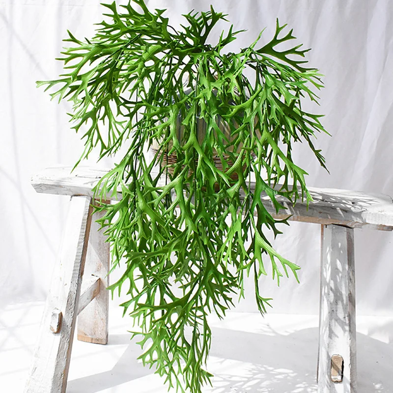 80cm Artificial Wall Hanging Staghorn Fern Wall Hanging Green Fake Plant Fern Plant Wall Accessories Decorative Rattan