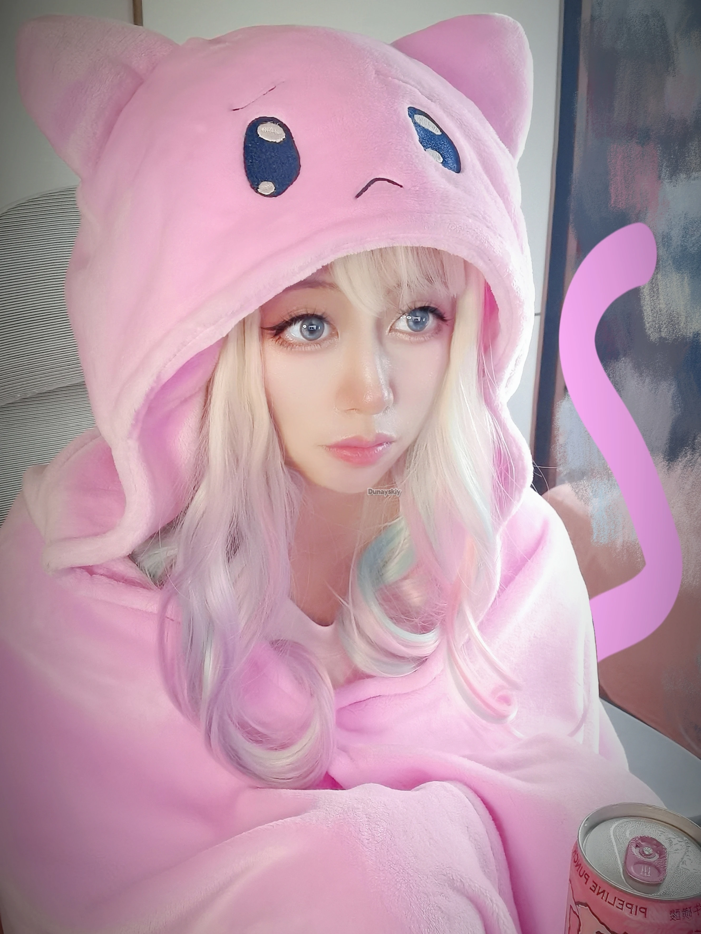 Game Needy Girl Overdose KAngel Cosplay 100*177cm A P Pink Cat Head Air Conditioning Carpet Velvet Cape Hoodie Unisex Outfit