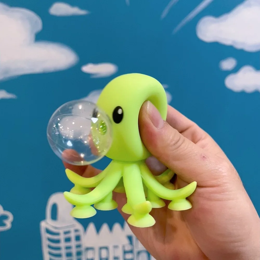 Cute Pinch Toys Silicone Octopus Squeeze Toy Octopus Blowing Bubble Relief Toy Toy Accessory Pinch Toys Kids