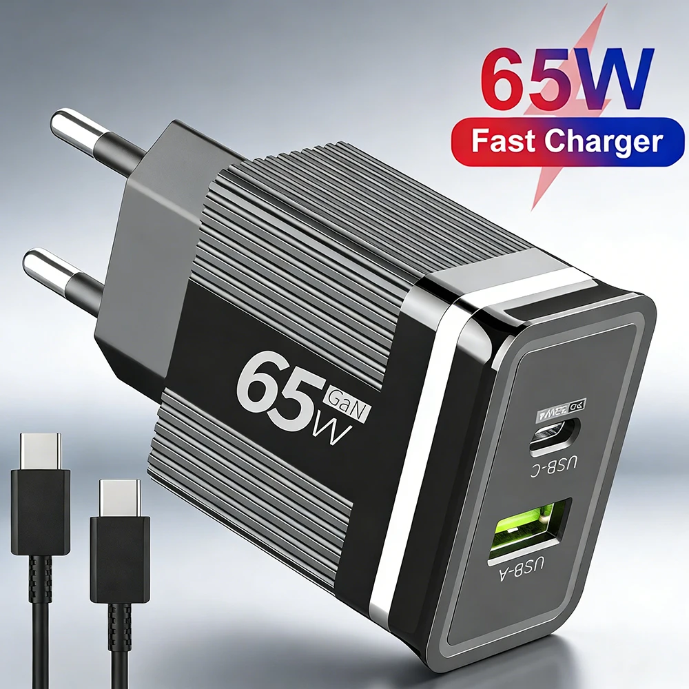 65W GaN USB C Charger Fast Charging Phone Charger Power Adapter For iPhone Samsung Xiaomi EU/US Plug Quick Charge Wall Charger