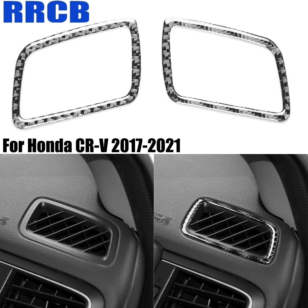 

For Honda CR-V CRV 2017 2018 2019 2020 2021 Carbon Fiber Dashboard Air Vent Frame Interior Cover Sticker Trim Car Accessories