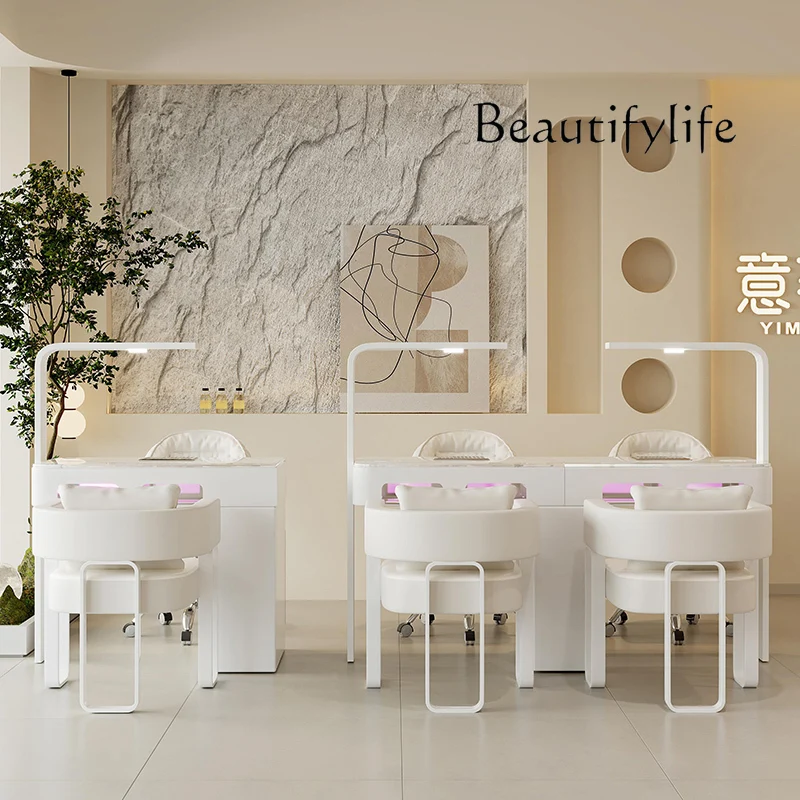Desk Makeup White Easy Clean Nail  High Quality Minimalist Mesa Manicure Table Hand Light Luxury Nagel Tisch Salon Furniture